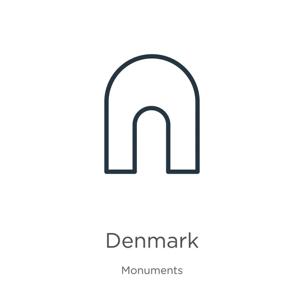丹麦图标 在白色背景上从纪念物中分离出来的细长线形标志轮廓图标 线形矢量符号 网络和移动符号 — 图库矢量图片