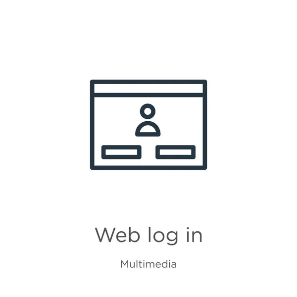Icona Accesso Web Sottile Lineare Web Log Icona Contorno Isolato — Vettoriale Stock