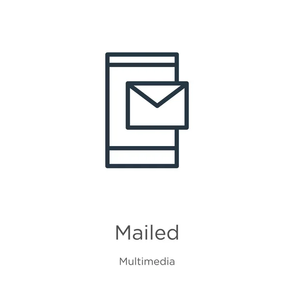 Icono Enviado Por Correo Icono Delgada Línea Contorno Enviado Por — Archivo Imágenes Vectoriales