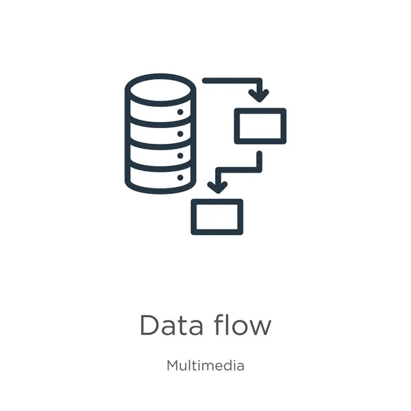 Dataflow Icoon Dunne Lineaire Data Flow Outline Icoon Geïsoleerd Witte — Stockvector