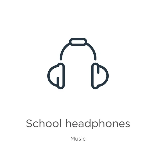 School Headphones Icon Thin Linear School Headphones Outline Icon Isolated — Stock Vector