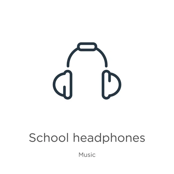 Icono Auriculares Escolares Delgados Auriculares Lineales Escuela Esbozan Icono Aislado — Vector de stock