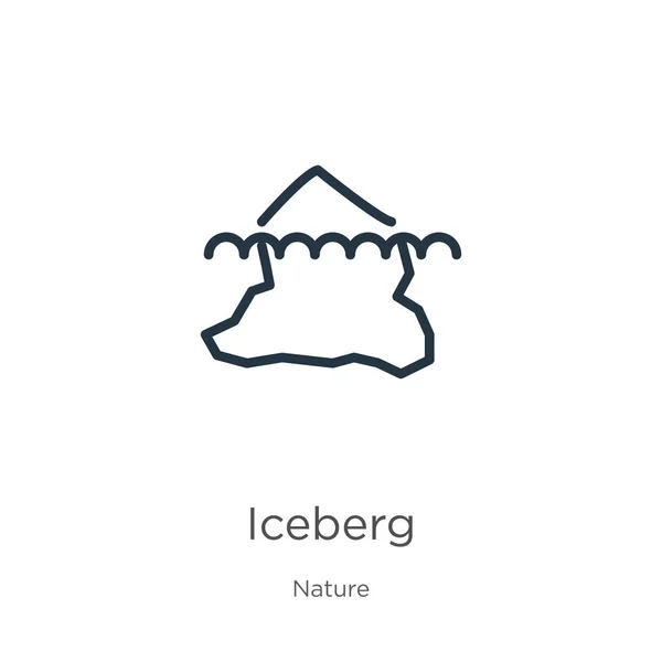 Icono Iceberg Icono Delgada Línea Iceberg Lineal Aislado Sobre Fondo — Vector de stock