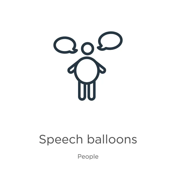 Εικονίδιο Ομιλίας Μπαλόνια Λεπτή Γραμμική Εικόνα Περίγραμμα Μπαλόνια Ομιλία Απομονώνονται — Διανυσματικό Αρχείο