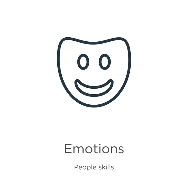 Εικονίδιο Συναισθημάτων Λεπτά Γραμμικά Συναισθήματα Σκιαγραφούν Εικόνα Που Απομονώνεται Λευκό — Διανυσματικό Αρχείο