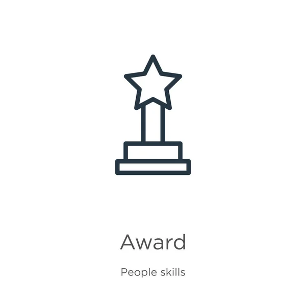 Award icon. Thin linear award outline icon isolated on white background from people skills collection. Line vector sign, symbol for web and mobile