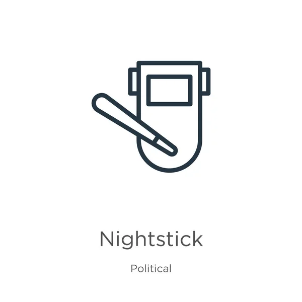 Nightstick Icoon Dunne Lineaire Nightstick Outline Icoon Geïsoleerd Witte Achtergrond — Stockvector