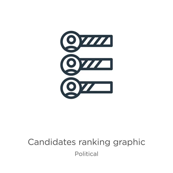 グラフィックアイコンのランキング候補者 政治的なコレクションから白い背景に隔離された薄い線形候補者のランキンググラフィックアウトラインアイコン ラインベクトル記号 ウェブとモバイル用の記号 — ストックベクタ