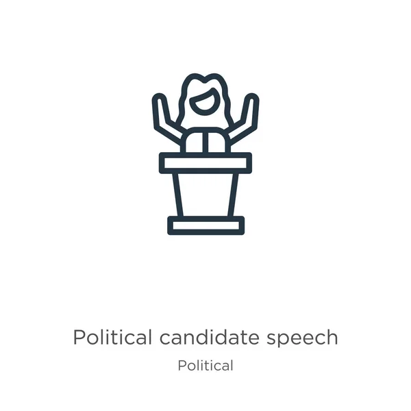 Ikona Przemówienia Kandydata Politycznego Cienki Liniowy Kandydat Polityczny Mówienie Zarys — Wektor stockowy