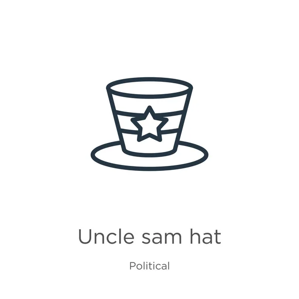 Tío Sam Icono Del Sombrero Thin Linear Uncle Sam Hat — Archivo Imágenes Vectoriales