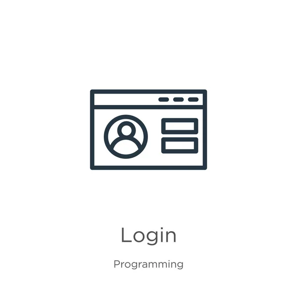 Ícone Login Ícone Contorno Login Linear Fino Isolado Fundo Branco — Vetor de Stock