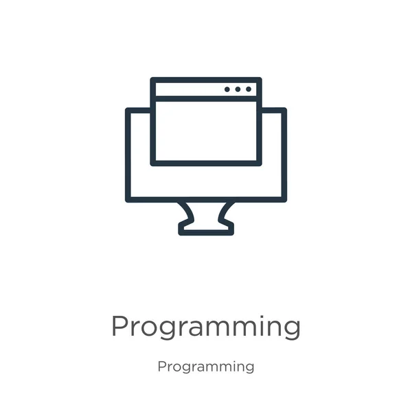 Icône Programmation Icône Contour Programmation Linéaire Mince Isolée Sur Fond — Image vectorielle