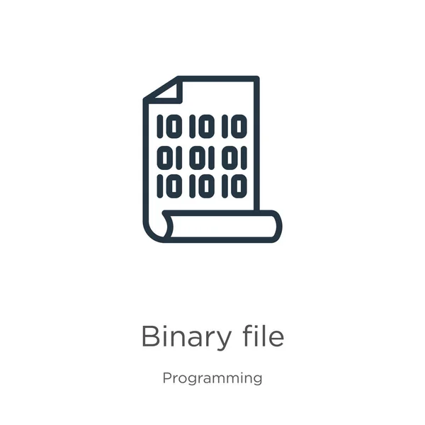 Binärdatei Symbol Thin Lineare Binäre Datei Umriss Symbol Isoliert Auf — Stockvektor