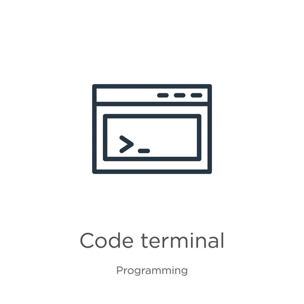 Ícone Terminal Código Ícone Contorno Terminal Código Linear Fino Isolado — Vetor de Stock