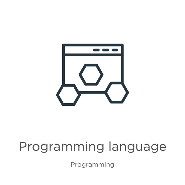 Ícone Linguagem Programação Ícone Esboço Linguagem Programação Linear Fina Isolado — Vetor de Stock