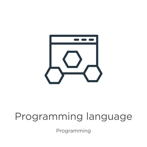 Icono Del Lenguaje Programación Icono Esquema Lenguaje Programación Lineal Delgado — Archivo Imágenes Vectoriales