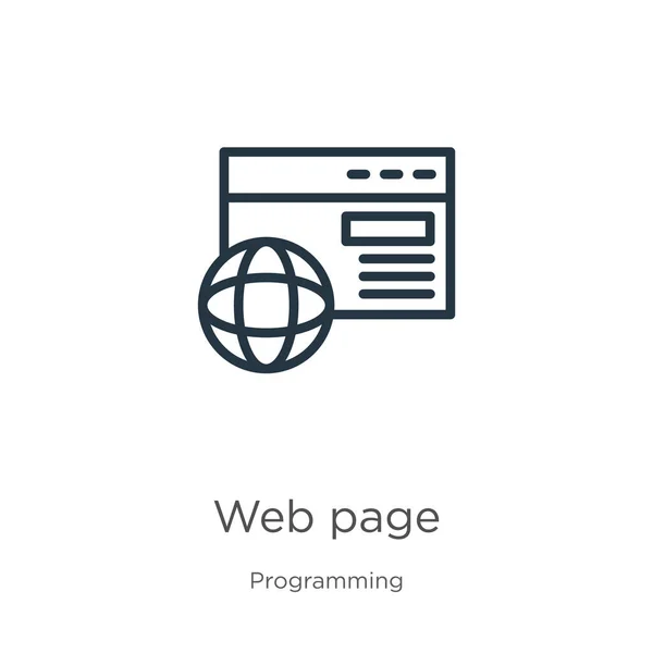 Icono Página Web Icono Contorno Página Web Lineal Delgada Aislado — Vector de stock