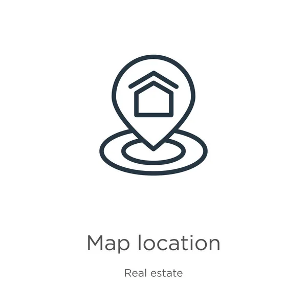 Icône Localisation Carte Linéaire Mince Icône Contour Emplacement Isolé Sur — Image vectorielle