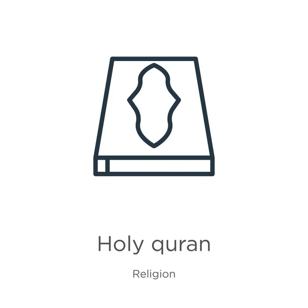 Ícone Sagrado Quran Ícone Contorno Fino Linear Sagrado Quadrimado Isolado —  Vetores de Stock