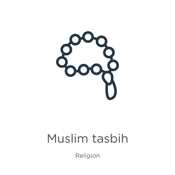 Ícone Tasbih Muçulmano Ícone Contorno Tasbih Muslim Linear Fino Isolado —  Vetores de Stock