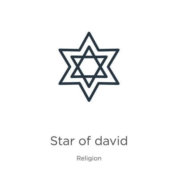 Star David Icon Thin Linear Star David Outline Icon Isolated — Stock Vector