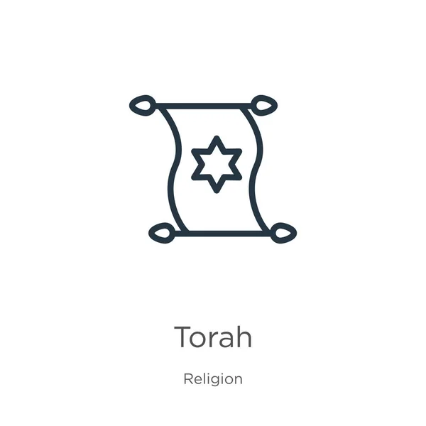 Torah Icon Thin Linear Torah Outline Icon Isolated White Background — Stock Vector