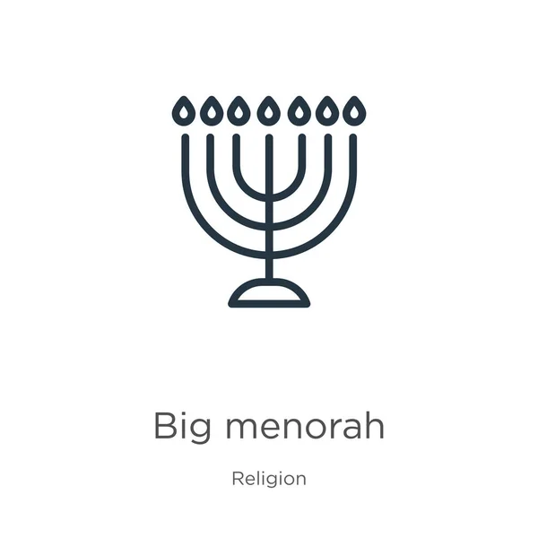 Big Menorah Icon Thin Linear Big Menorah Outline Icon Isolated — Stock Vector