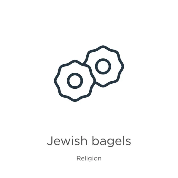 Jewish Bagels Icon Thin Linear Jewish Bagels Outline Icon Isolated — Stock Vector