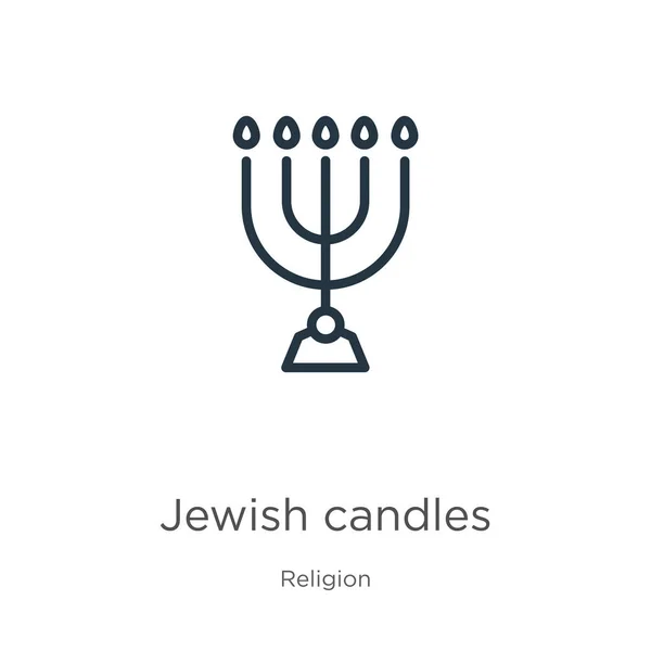 Jewish Candles Icon Thin Linear Jewish Candles Outline Icon Isolated — Stock Vector