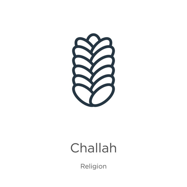 Challah icon. Thin linear challah outline icon isolated on white background from religion collection. Line vector sign, symbol for web and mobile