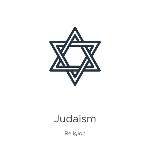 Judaism Icon Thin Linear Judaism Outline Icon Isolated White Background — Stock Vector