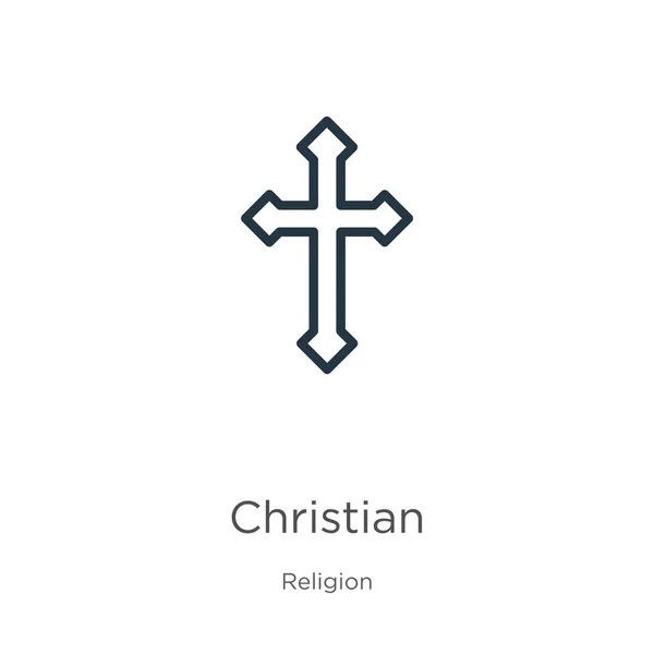 Christliche Ikone Dünne Lineare Christliche Umrisssymbole Isoliert Auf Weißem Hintergrund — Stockvektor