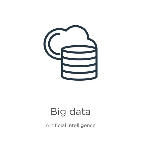 大数据图标 在白色背景下与大数据收集分离的细线性大数据轮廓图标 线形矢量符号 网络和移动符号 免版税图库插图