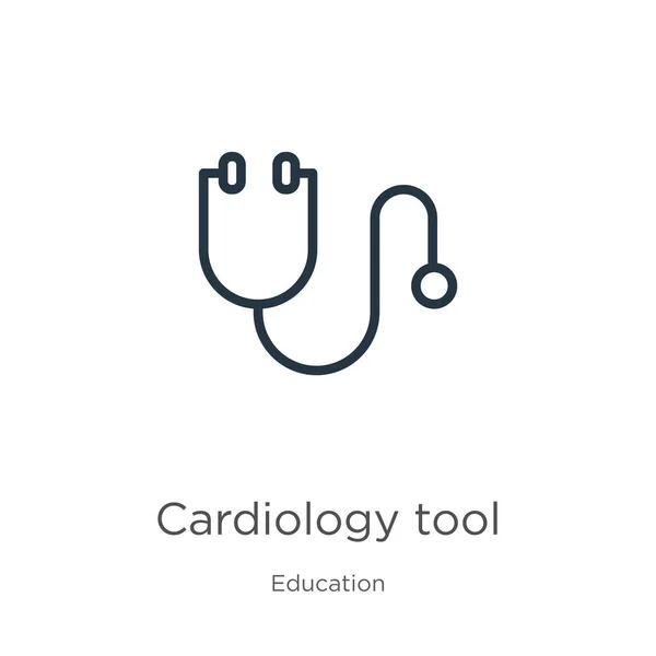 心脏科工具图标 纤细线性心脏科工具轮廓图标分离的白色背景从教育收集 线形矢量符号 网络和移动符号 图库插图