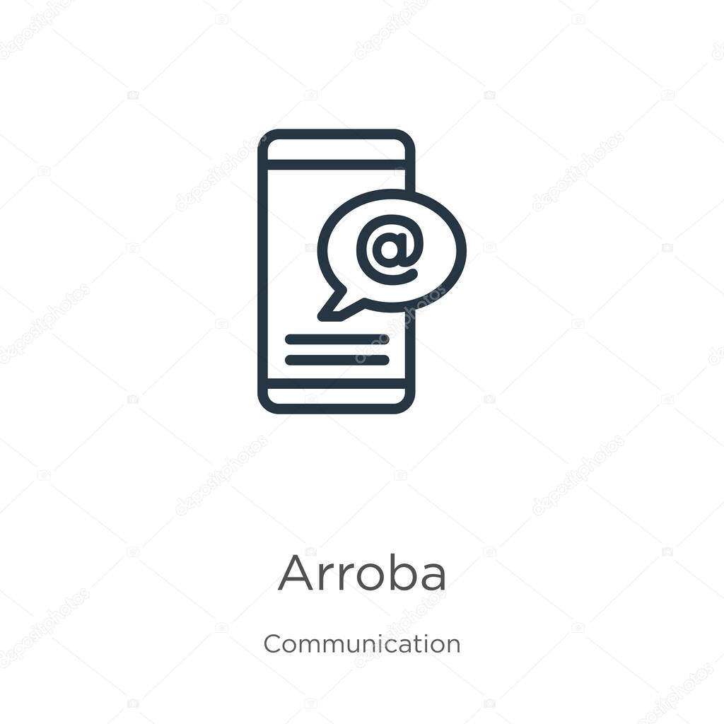 Arroba icon. Thin linear arroba outline icon isolated on white background from communication collection. Line vector sign, symbol for web and mobile
