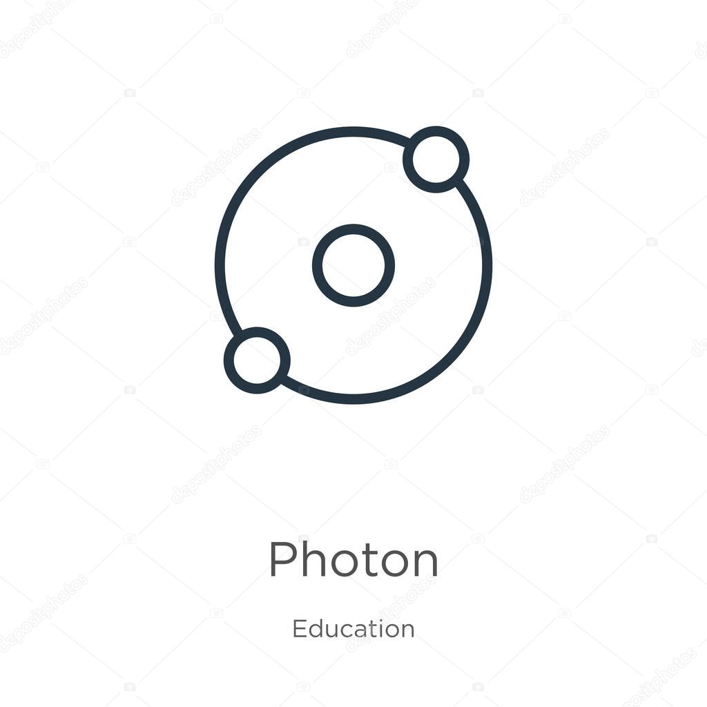 Photon icon. Thin linear photon outline icon isolated on white background from education collection. Line vector sign, symbol for web and mobile