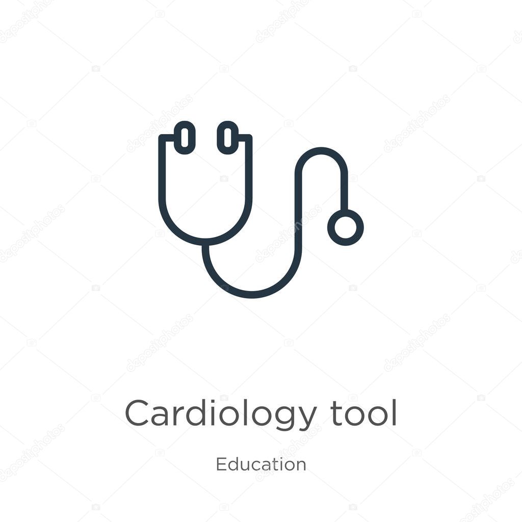 Cardiology tool icon. Thin linear cardiology tool outline icon isolated on white background from education collection. Line vector sign, symbol for web and mobile