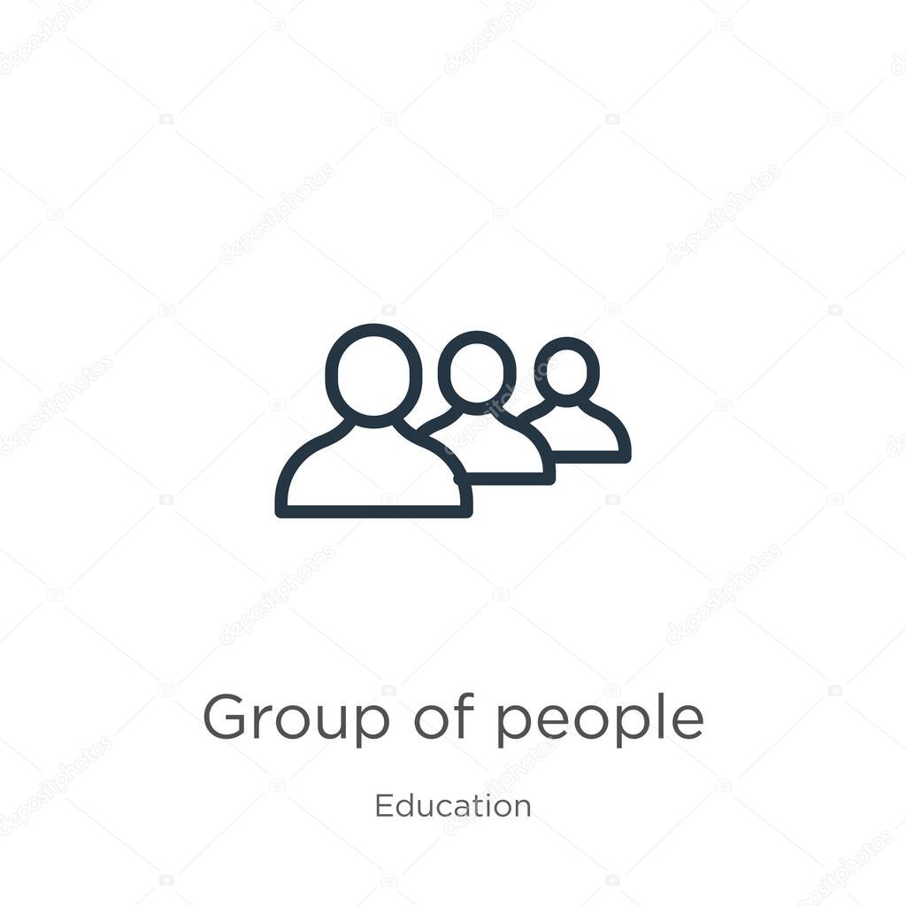 Group of people icon. Thin linear group of people outline icon isolated on white background from education collection. Line vector sign, symbol for web and mobile