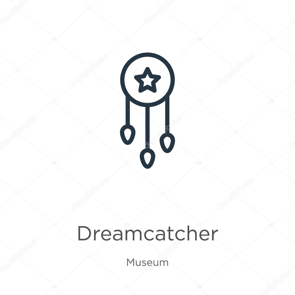 Dreamcatcher icon. Thin linear dreamcatcher outline icon isolated on white background from museum collection. Line vector sign, symbol for web and mobile