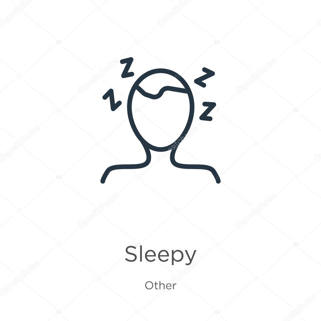 Sleepy icon. Thin linear sleepy outline icon isolated on white background from other collection. Line vector sign, symbol for web and mobile