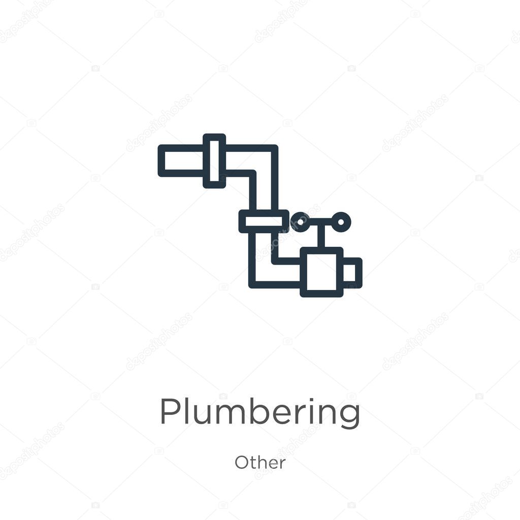 Plumbering icon. Thin linear plumbering outline icon isolated on white background from other collection. Line vector sign, symbol for web and mobile