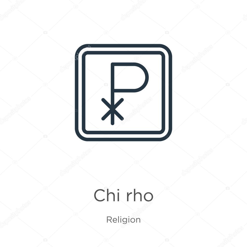 Chi rho icon. Thin linear chi rho outline icon isolated on white background from religion collection. Line vector sign, symbol for web and mobile