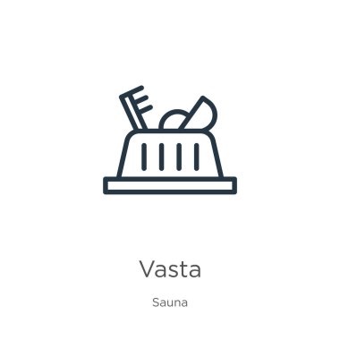 Vasta ikonu. Sauna koleksiyonundan izole edilmiş ince doğrusal vasta ana hatları simgesi. Çizgi vektör işareti, ağ ve mobil sembolü