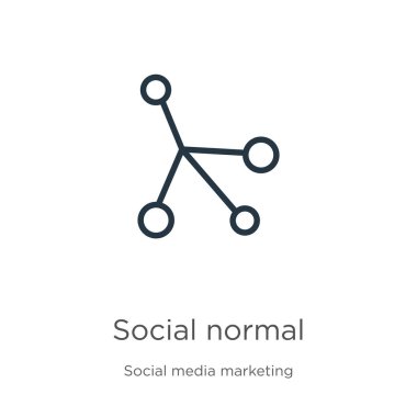 Sosyal normal bir ikon. Sosyal kolleksiyondan beyaz arkaplanda izole edilmiş ince doğrusal sosyal ana hat simgesi. Çizgi vektör işareti, ağ ve mobil sembolü