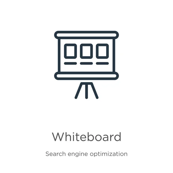 ホワイトボードのアイコン 薄い線形ホワイトボードアウトラインアイコンは Seoとウェブコレクションから白い背景に隔離されました ラインベクトル記号 ウェブとモバイル用の記号 — ストックベクタ