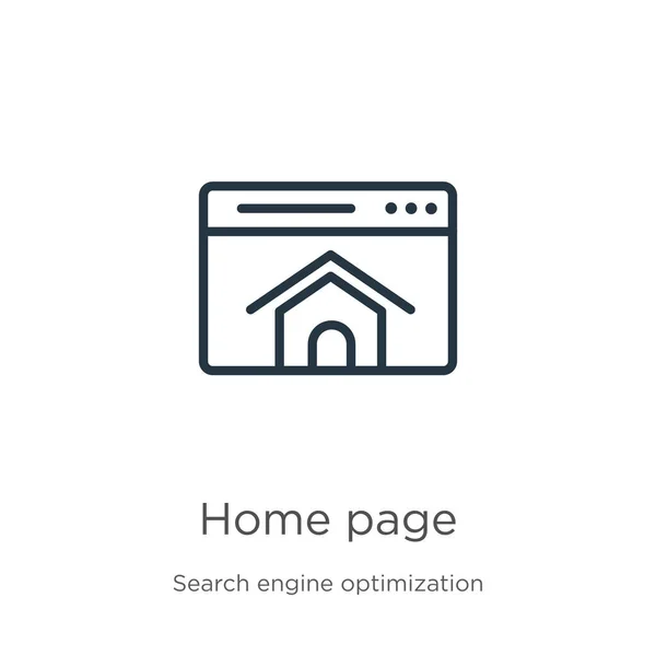 Startpagina Pictogram Dunne Lineaire Home Page Outline Icoon Geïsoleerd Witte — Stockvector