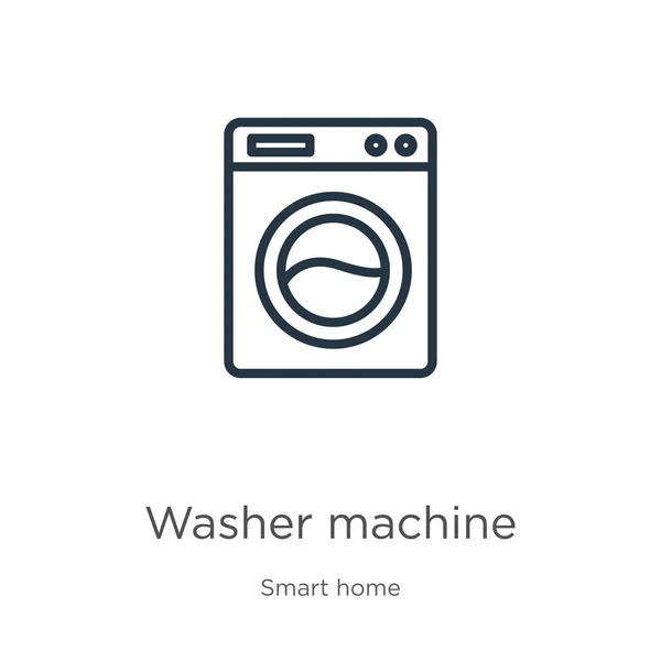 Washer Machine Icon Thin Linear Washer Machine Outline Icon Isolated — Stock Vector