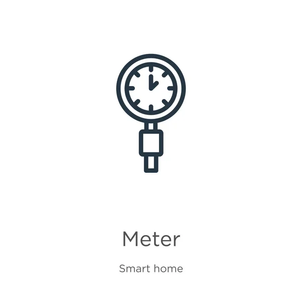 Icona Del Contatore Icona Sottile Contorno Lineare Metro Isolato Sfondo — Vettoriale Stock