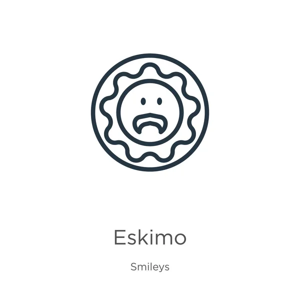 Εικονίδιο Εσκιμώου Λεπτή Γραμμική Εικόνα Περίγραμμα Eskimo Απομονώνονται Λευκό Φόντο — Διανυσματικό Αρχείο