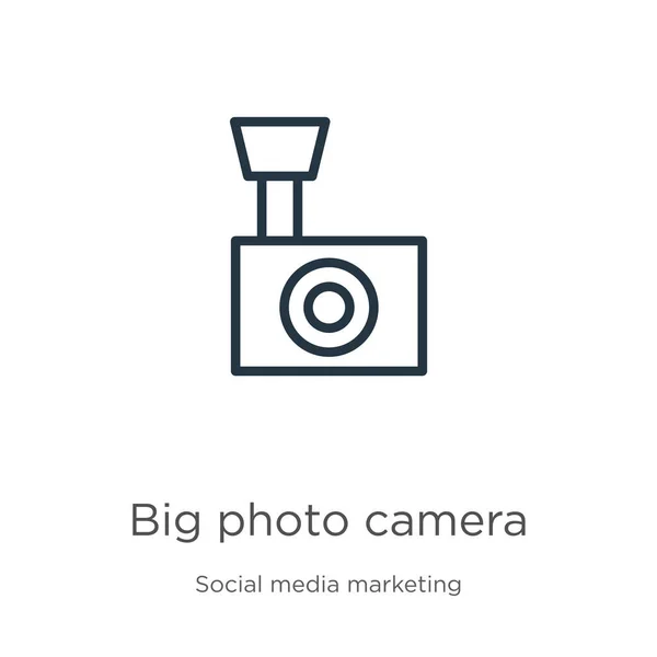 Big Photo Camera Icon Thin Linear Big Photo Camera Outline — Stock Vector